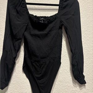 Forever 21 Black Long Sleeve Bodysuit